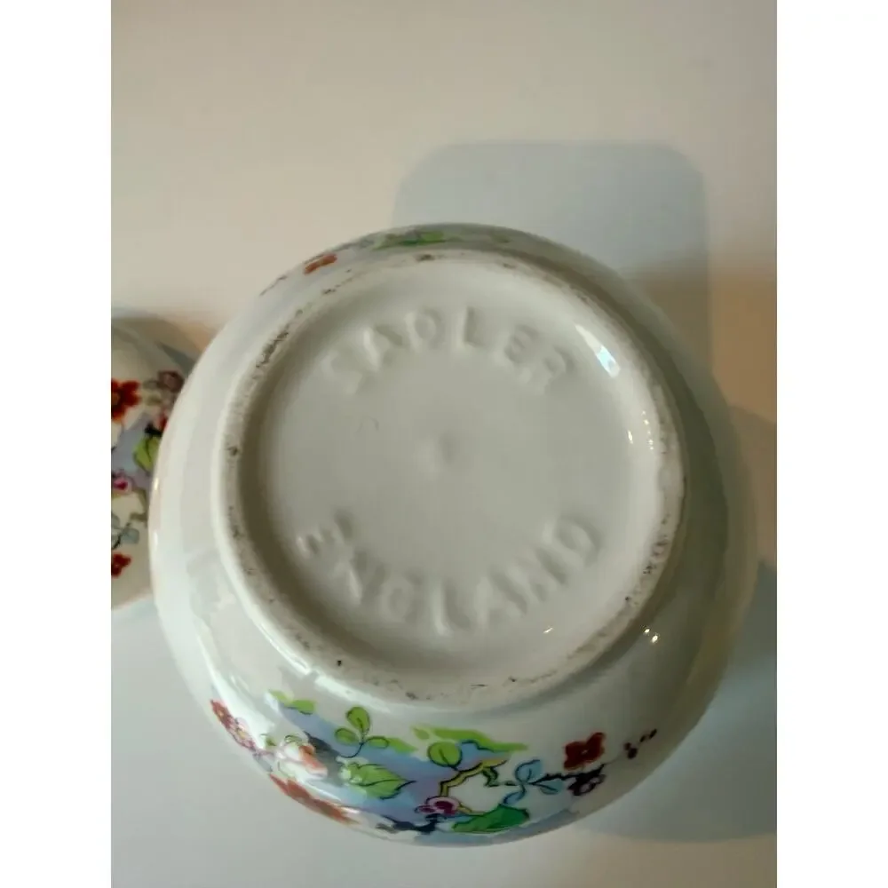 Sadler England Floral Ginger Jar Lidded Tea Caddy 4 Inch Ceramic Cottagecore